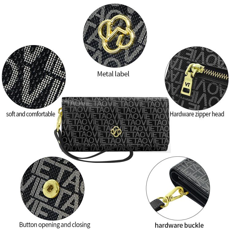 VIETAO VT-ZP-243 Multifunctional Leather Phone Bag with Lanyard