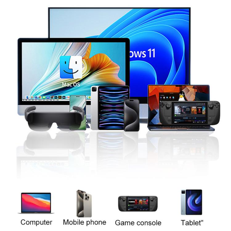 V77G 4K 60Hz USB-C / Type-C to Dual Type-C, PD 100W, USB 3.0 AR Glasses Charging Converter Adapter