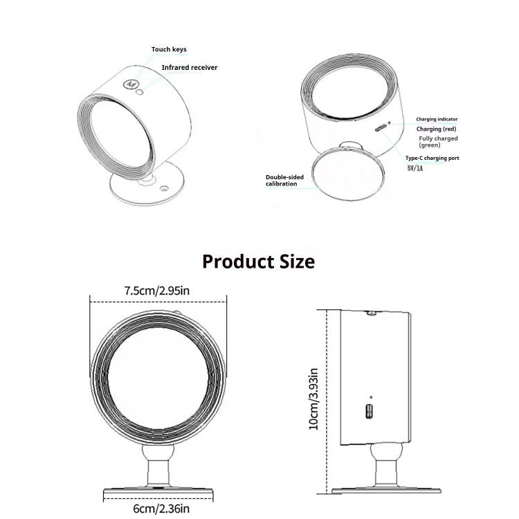 2pcs Smart Touch Control Mural Light RGB Wall Mount Lamp, 2PCS