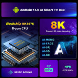 H96Max M9s Android 14 Smart TV Box with Remote Control, RK3576 Octa Core, 4GB+32GB, 8GB+128GB