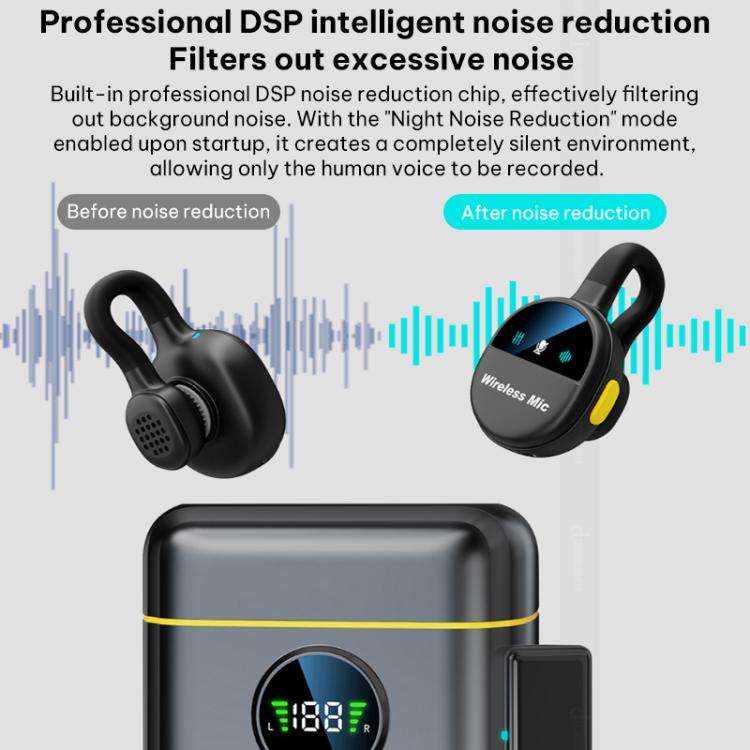 Q28 2 in 1 Lavalier Wireless Noise Cancellation Microphone, Type-C Plug, 8 Pin Plug