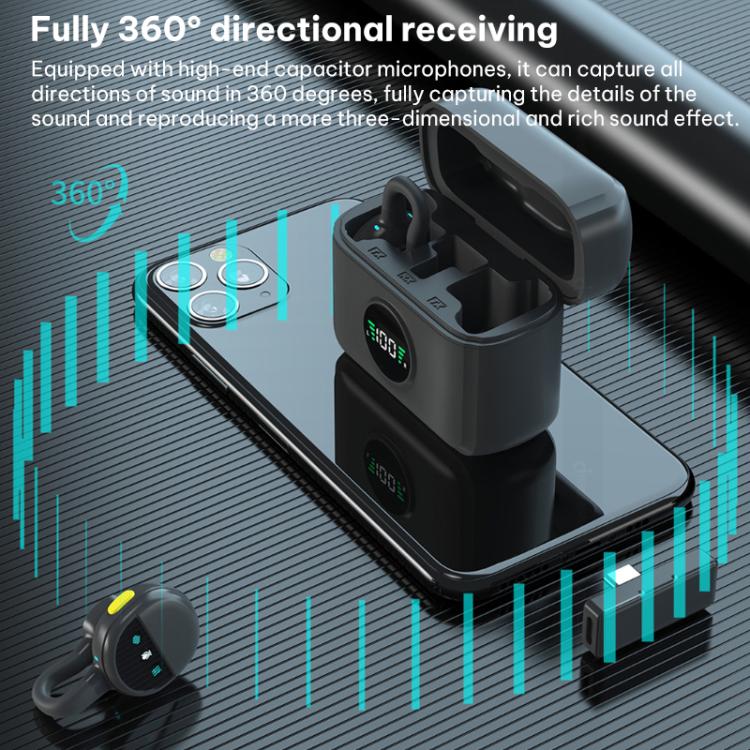 Q28 2 in 1 Lavalier Wireless Noise Cancellation Microphone, Type-C Plug, 8 Pin Plug