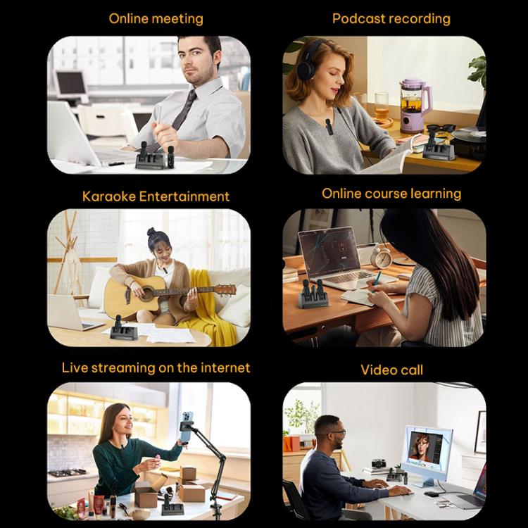 K7 2 in 1 Lavalier Wireless Microphone with Charging Dock, Type-C Plug, 8 Pin Plug