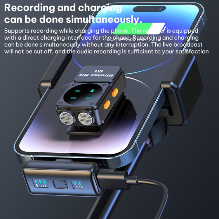 Q12 Type-C / 8 Pin 2 in 1 Lavalier Wireless Microphone, U-shaped RX