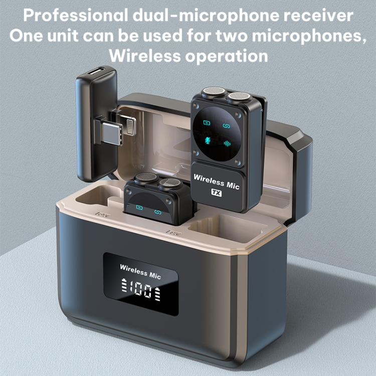 Q12 Type-C / 8 Pin 2 in 1 Lavalier Wireless Microphone, U-shaped RX