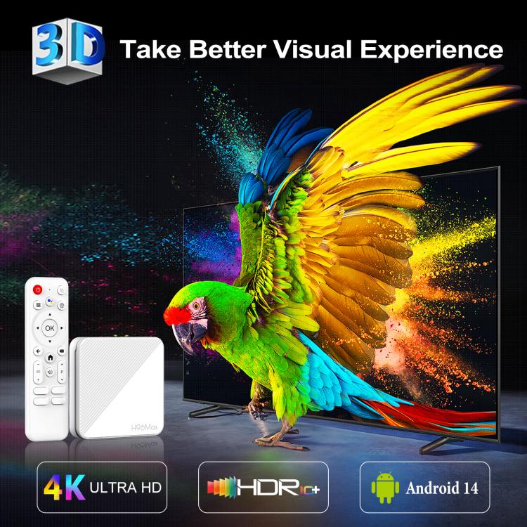 H96 Max H313 Android 14 Smart TV Set Top Box with Remote Control, ARM Cortex-A53 Quad Core, 2GB+8GB, 2GB+16GB
