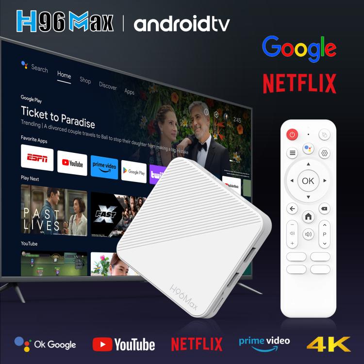 H96 Max H313 Android 14 Smart TV Set Top Box with Remote Control, ARM Cortex-A53 Quad Core, 2GB+8GB, 2GB+16GB