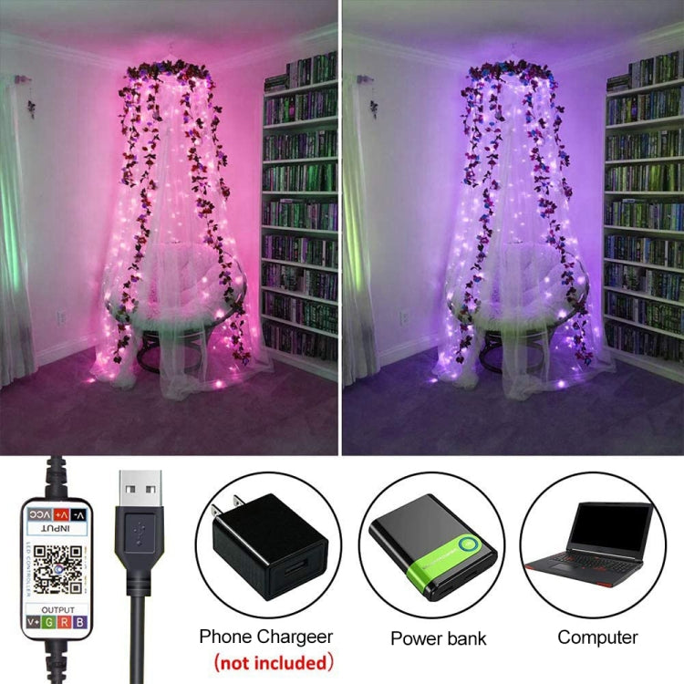 RGB USB LED Copper Wire Light String Holiday Decoration Light String Bluetooth Mobile APP Control, 2m 20 LED, 5m 50 LED, 10m 100 LED, 12m 120 LED, 15m 150 LED, 20m 200 LED