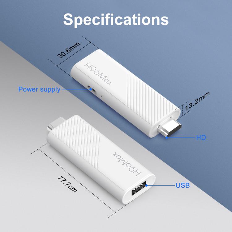 H96 Max H313 Android 14 Mini HD TV Stick with Remote Control, ARM Cortex-A53 Quad Core, 2GB+16GB