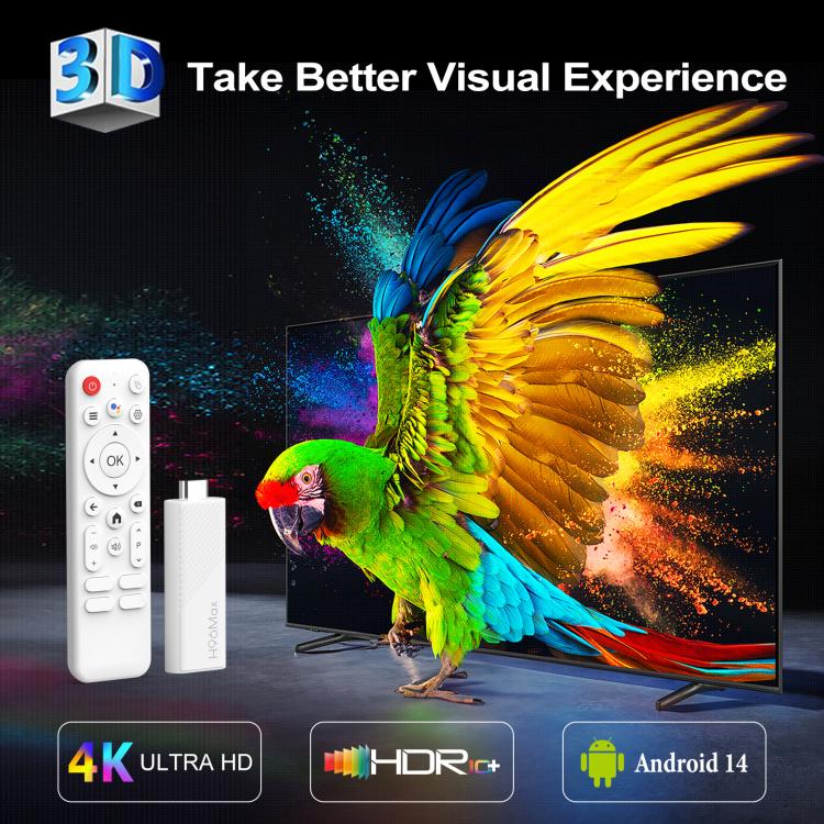 H96 Max H313 Android 14 Mini HD TV Stick with Remote Control, ARM Cortex-A53 Quad Core, 2GB+16GB