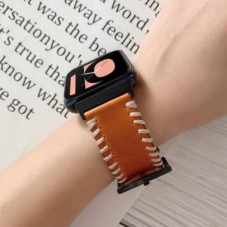 Fish Bone Hand Suture Leather Replacement Strap Watchband, For OPPO Watch 41mm, For OPPO Watch 46mm