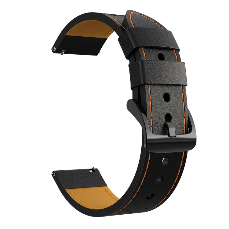 For Samsung Galaxy Watch 3 45mm Round Hole Line Genuine Leather Replacement Strap Watchband