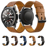 For Samsung Galaxy Watch 3 45mm Round Hole Line Genuine Leather Replacement Strap Watchband