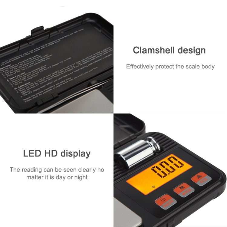 200g/0.01g High-Precision Portable Jewelry Scale Mini Electronic Scale Precision Carat Electronic Scale, 200g/0.01g