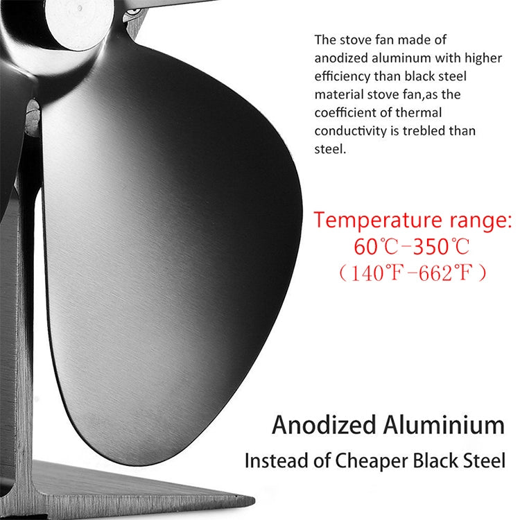 YL201 4-Blade High Temperature Metal Heat Powered Fireplace Stove Fan, YL201 (Silver), YL201 (Black), YL201 (Bronze), YL201 (Grey), YL201 (Gold), YL201 (Rose Red)