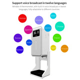 Rehabor A Handsfree Non-contact Body Light-sensitive Distance Sensor Thermometer + 450ml Automatic Non-contact Liquid Soap Spraying Dispenser with Base Mount, Rehabor A