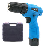 VOTO 12V Stepless Speed Regulation Rechargeable Hand Drill Set Electric Drill Power Tools with LED Light, AC 220V, US Plug, Random Color Delivery, 12V Single Speed Plastic Box Package 12V Single Speed Plastic Box Package