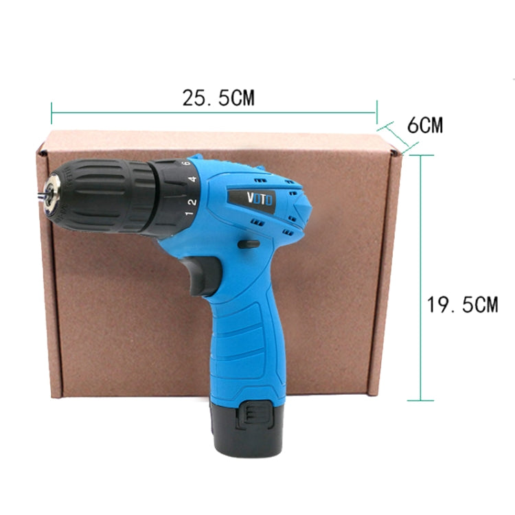 VOTO 12V Stepless Speed Regulation Rechargeable Hand Drill Set Electric Drill Power Tools with LED Light, AC 220V, US Plug, Random Color Delivery, 12V Single Speed Paper Box Package