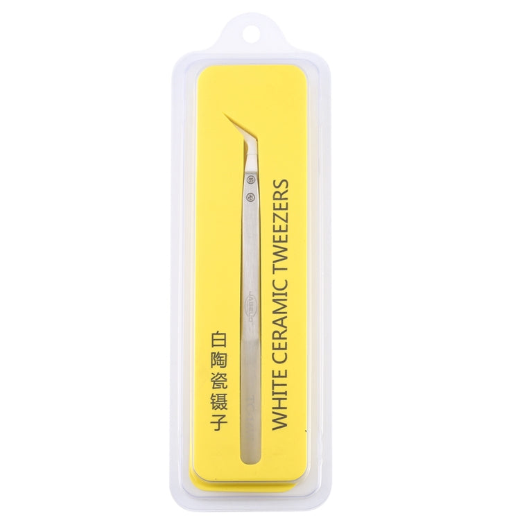 TC-14W Stainless Steel High Temperature Resistance Ceramic Tip Elbow Tweezers, TC-14W
