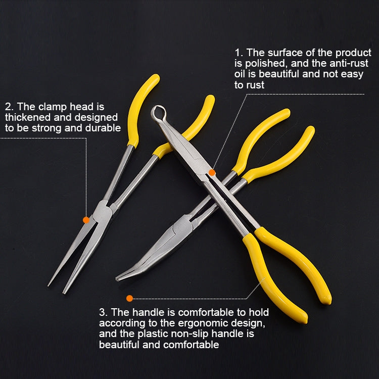 11 Inch Multi-function 25 Degree Bending Needle-nosed Pliers Hand Tool, 25 Degree Bending