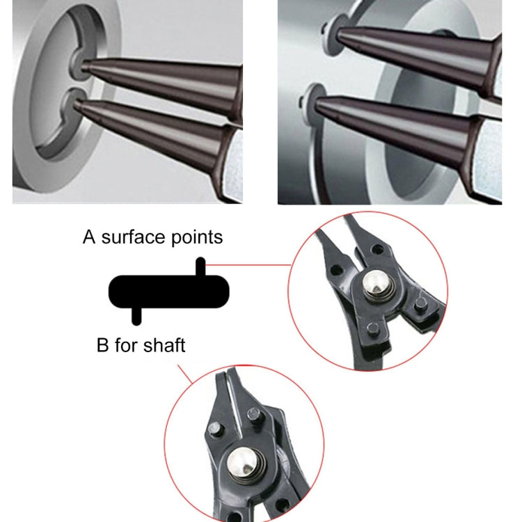 4 in 1 Pliers 10-15mm Snap Ring Circlip Plier Combination Retaining Clip 45-180 Degree, 4 in 1