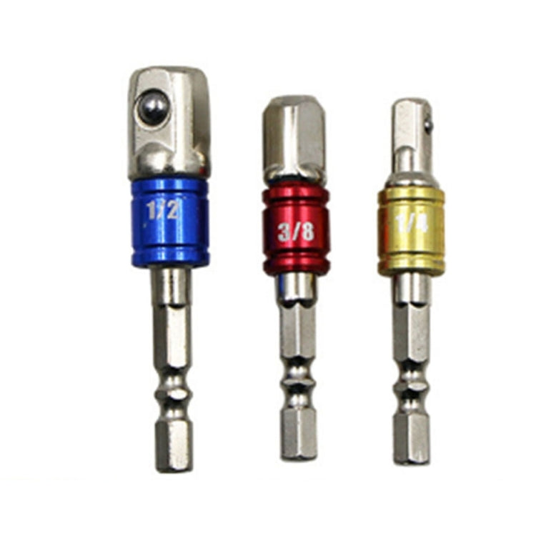 3 PCS/Set Socket Bit Extension Bar Hex Shank Adapter Drill Nut Driver Power Drill Bit(1/4, 3/8, 1/2 inch), Length:65-73mm, 3 PCS Length:65-73mm