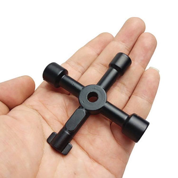 4 in 1 Multifunctional Cross Key Wrench with Circle Triangle Square Shape, 4 in 1 Black, 4 in 1 Silver