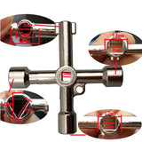 4 in 1 Multifunctional Cross Key Wrench with Circle Triangle Square Shape, 4 in 1 Black, 4 in 1 Silver