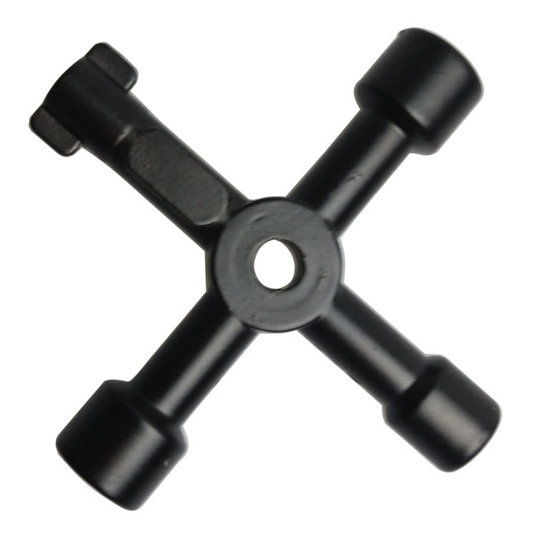 4 in 1 Multifunctional Cross Key Wrench with Circle Triangle Square Shape, 4 in 1 Black, 4 in 1 Silver