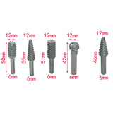 5 PCS/Set Woodworking Wood Carving 6mm Shank Rotating Embossed Grinding Head File Rasp Drill Bits, 5 PCS/Set Drill Bits