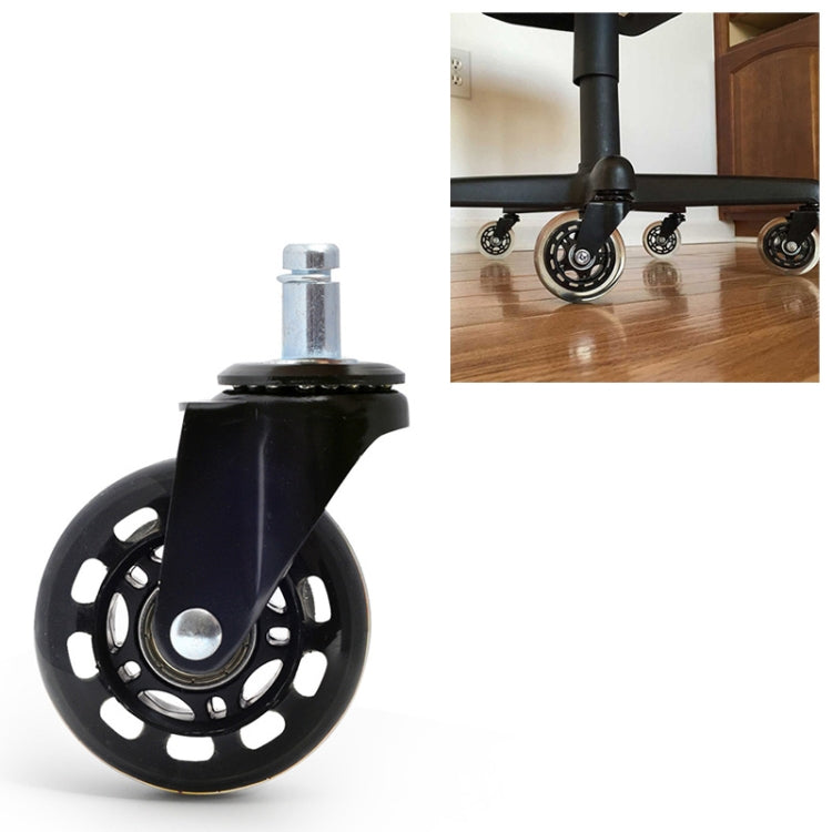 2.5 inch PU Black Transparent Wheel Suitable for Office Chair 11x22mm Mute Screw Universal Wheel, 2.5 inch Wheel 2.5 inch Wheel