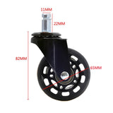 2.5 inch PU Black Transparent Wheel Suitable for Office Chair 11x22mm Mute Screw Universal Wheel, 2.5 inch Wheel