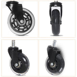 2.5 inch PU Black Transparent Wheel Suitable for Office Chair 11x22mm Mute Screw Universal Wheel, 2.5 inch Wheel
