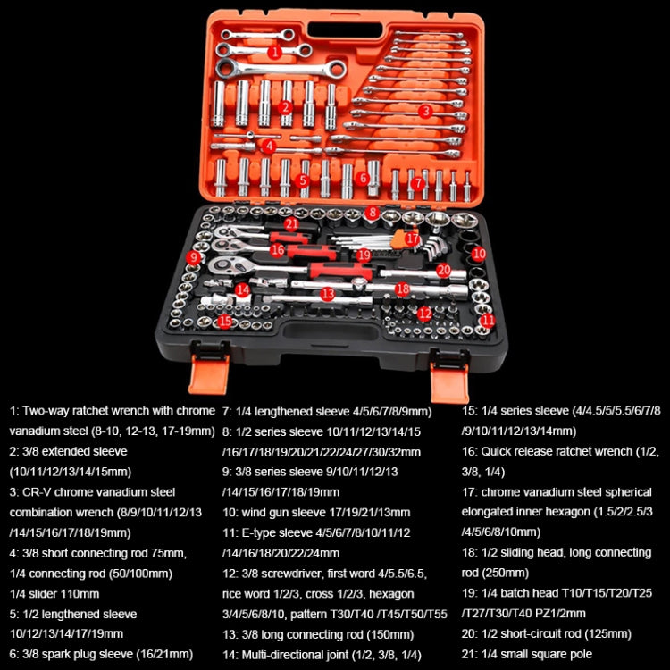 150 In 1 Multi-function Car Repair Combination Toolbox Ratchet Wrench Set, 150 In 1