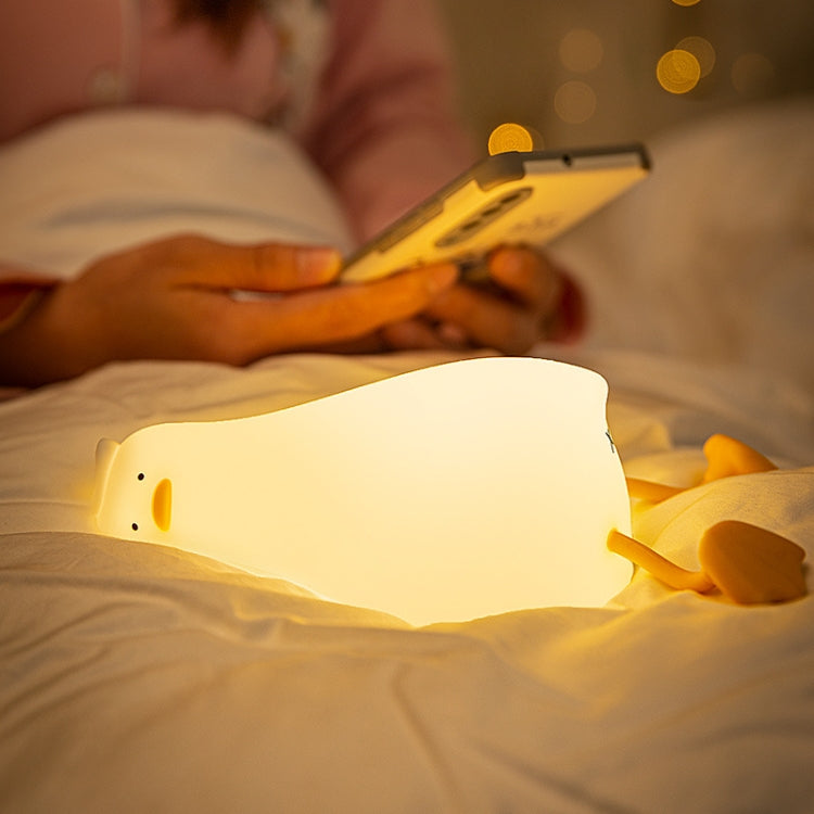 1W USB Charging LED Lie Flat Duck Silicone Touch Sensing Night Light, Flat Duck Flat Duck