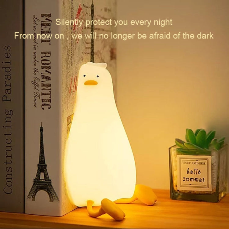 1W USB Charging LED Lie Flat Duck Silicone Touch Sensing Night Light, Flat Duck