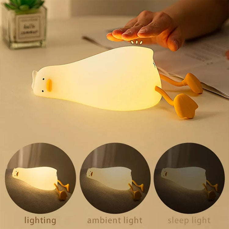 1W USB Charging LED Lie Flat Duck Silicone Touch Sensing Night Light, Flat Duck