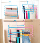 10pcs Multi-function 5 Layers Pants Scarf Silk Tie Plastic Clothes Hangers, 5 Layers Pants Hangers