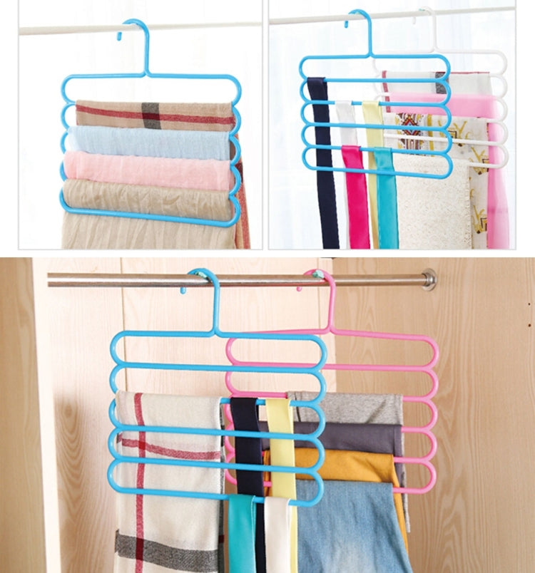 10pcs Multi-function 5 Layers Pants Scarf Silk Tie Plastic Clothes Hangers, 5 Layers Pants Hangers