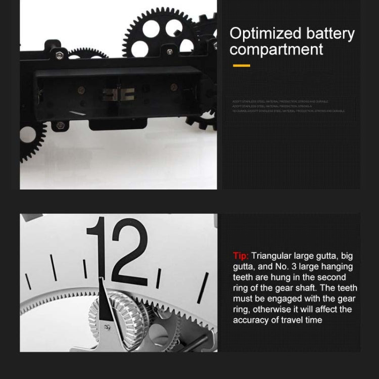 Home Simple European Style Triangular Mechanical Gears Wall Clock, Black