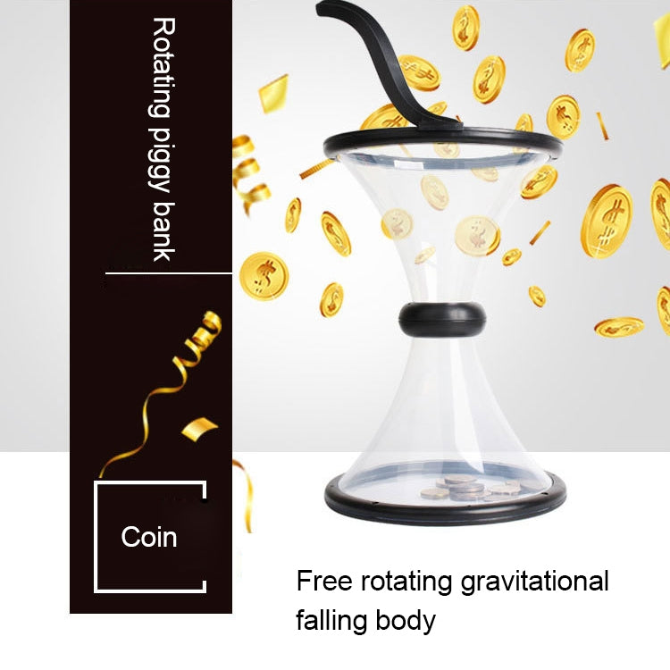 Vortex Bank Decompression Transparent Funnel Gravity Rotating Coin Storage Box, Funnel