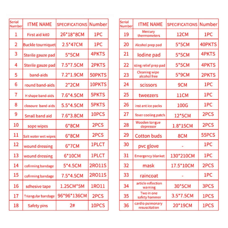 234 In 1 Portable Home Outdoor Emergency Supplies Kit Survival Rescue Box, 26x18x8cm (Green), 26x18x8cm (Red)
