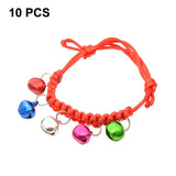 10 PCS Hand-Woven Adjustable Pet Bell Collars, Adjustable Perimeter: 18-32cm, Random Color Delivery, djustable Pet Bell Collars djustable Pet Bell Collars