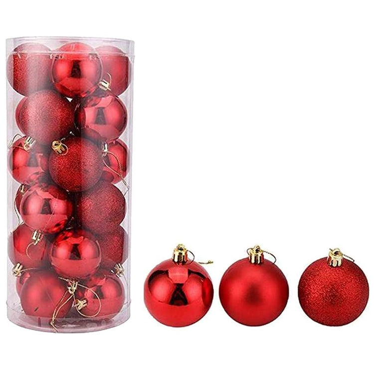 24 PCS 8cm Plating Plastic Christmas Tree Decorations Hanging String Ball, Random Color Delivery, Diameter: 8cm