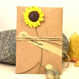 10 PCS Festival Creative DIY Retro Kraft Paper Handmade Small Dry Flower Greeting Card Birthday Card, Sunflower