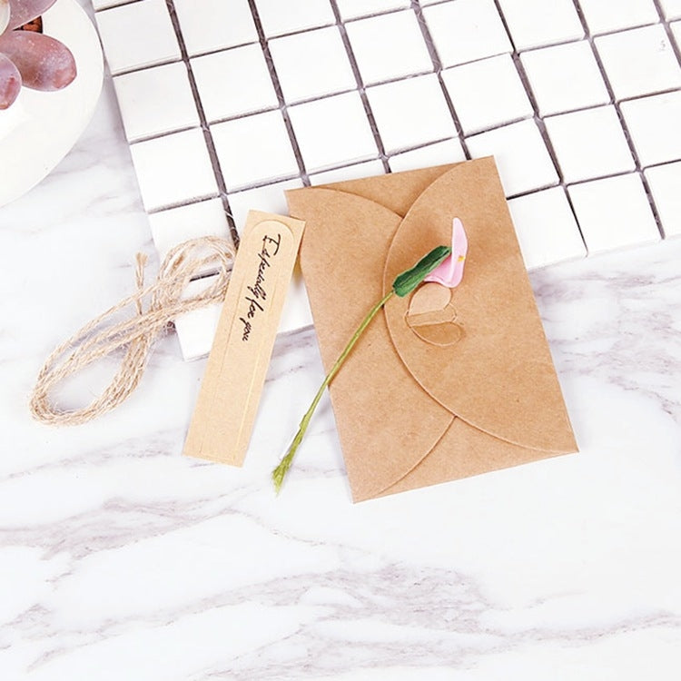 10 PCS Festival Creative DIY Retro Kraft Paper Handmade Small Dry Flower Greeting Card Birthday Card, Sunflower