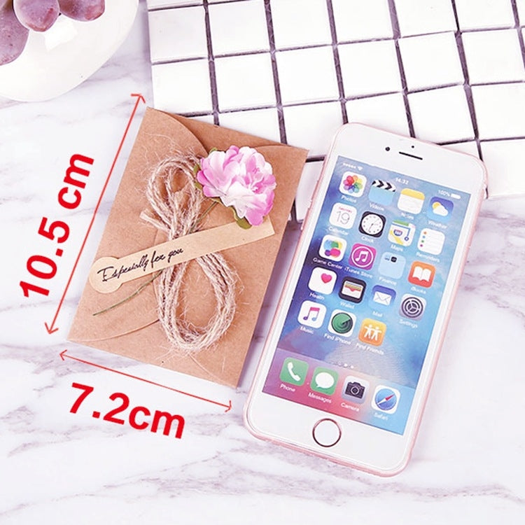 10 PCS Festival Creative DIY Retro Kraft Paper Handmade Small Dry Flower Greeting Card Birthday Card, Sunflower