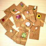 10 PCS Festival Creative DIY Retro Kraft Paper Handmade Small Dry Flower Greeting Card Birthday Card, Sunflower