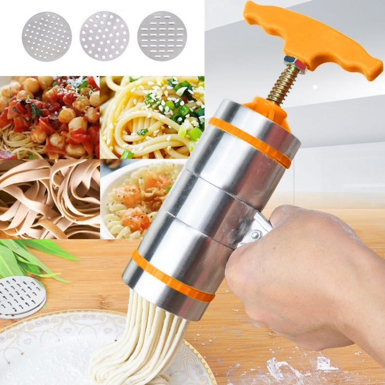 3 Molds Household Manually Small Stainless Steel Pressing Style Handhold Noodle Machine, 3 Molds 3 Molds Orange