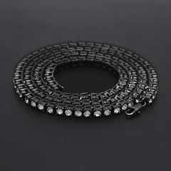 Mens Hip Hop Punk 1 Row Crystal Inlaid Alloy Necklace Chain, Size: 20 inch, Size: 20 inch - Zen Craft